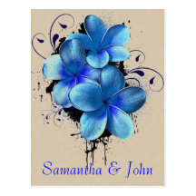 Save the Date - Blue Flowers Post Card