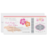 Save the Date Boarding Pass to Jamaica invitations