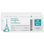 Save the Date Boarding Pass to Paris France invitations