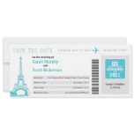 Save the Date Boarding Pass to Paris France invitations