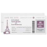 Save the Date Boarding Pass to Paris France invitations