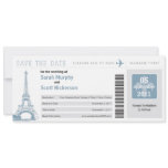 Save the Date Boarding Pass to Paris France invitations