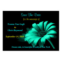 Save The Date Bright Blue Green Daisy Business Cards