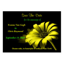 Save The Date Bright Yellow Daisy Business Card Template