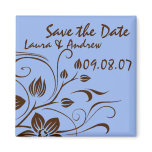 Save the Date - Brown & Blue Damask Fridge Magnets