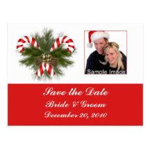 Save the Date - Candy Cane Photo Postcard