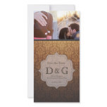 Save the Date Caramel Damask Fillagree Photo Card