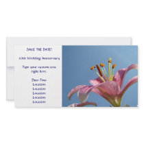 SAVE THE DATE Card Pink Lily Flower Blue Sky Photo Card Template