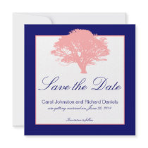 Save the Date Cards Coral Pink and Navy Invite