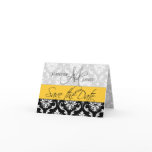 Save the Date Cards Damask Monogram Wedding Yellow
