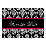 Save the Date Cards Monogram Hot Pink Damask