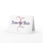 Save the Date Cards with Monogram Blue Pink