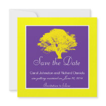 Save the Date Cards with TreeYellow Purple Custom Invitation