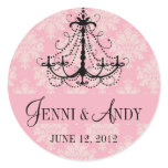 Save the Date Chandelier Names Wedding Sickers Round Stickers