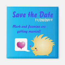 Save the Date Cute Love Heart and hedgehog Fridge Magnet