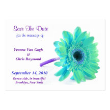 Save The Date Daisy Blue Green I Business Card