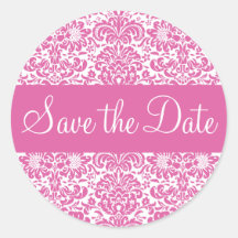 Save the Date Damask Envelope Sticker Seal