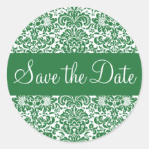 Save the Date Damask Envelope Sticker Seal