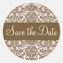 Save the Date Damask Envelope Sticker Seal