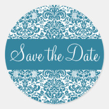 Save the Date Damask Envelope Sticker Seal