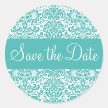 Save the Date Damask Envelope Sticker Seal