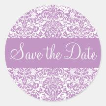 Save the Date Damask Envelope Sticker Seal