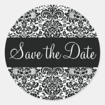 Save the Date Damask Envelope Sticker Seal