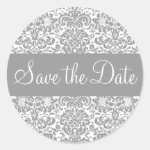 Save the Date Damask Envelope Sticker Seal