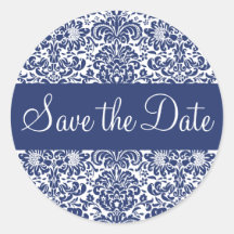 Save the Date Damask Envelope Sticker Seal