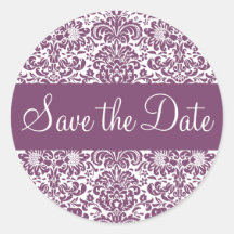 Save the Date Damask Envelope Sticker Seal