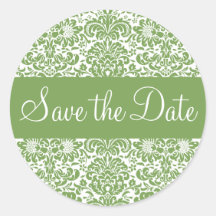 Save the Date Damask Envelope Sticker Seal