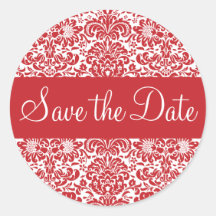 Save the Date Damask Envelope Sticker Seal