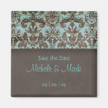 Save the Date Damask Magnet 2