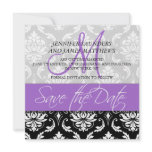 Save the Date Damask Monogram Name Lavender Personalized Invitations