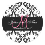 Save the Date Damask Stickers Monogram Names