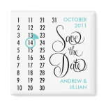 Save the Date Diamond Calendar Grid (teal) magnets