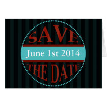 Save The Date Dot Circle Stripes Blue Red Dark cards