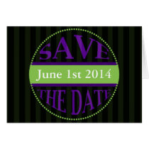 Save The Date Dot Circle Stripes green purple cards