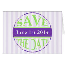 Save The Date Dot Circle Stripes green purple cards