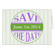 Save The Date Dot Circle Stripes green purple cards