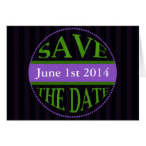 Save The Date Dot Circle Stripes green purple cards