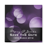 Save The Date Elegant Lights Custom Purple Magnets