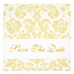 Save The Date Floral Cream White Damask Announcements