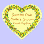 Save the Date flower heart stickers