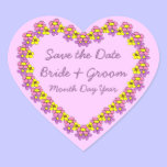 Save the Date flower heart stickers