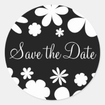 Save the Date Flower Power Envelope Sticker Seal