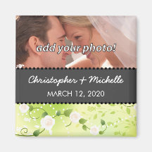 SAVE THE DATE FLOWERS 2 REFRIGERATOR MAGNETS