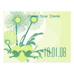 Save The Date Funky and Fun Lime Flowers Postcard