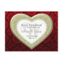 Save The Date Glitter Heart Gold Mod Lace Red Postcard