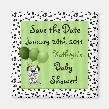 Save the Date Green Baby Shower Magnet